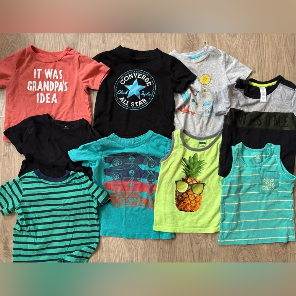 Toddler Boy 18M-2T Summer T-Shirt Bundle | Converse Old Navy Cars